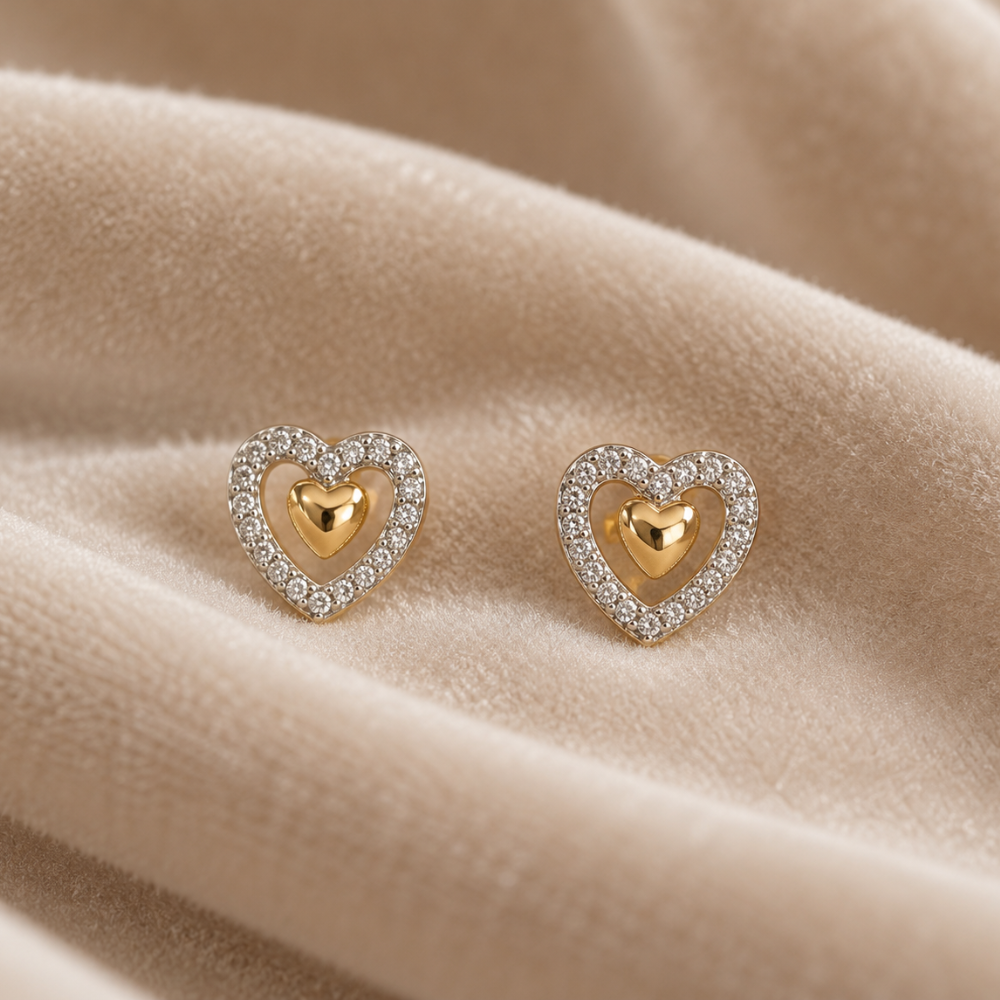 BRINCOS EM PRATA 925% C/ ZIRCONIAS - PURE LOVE