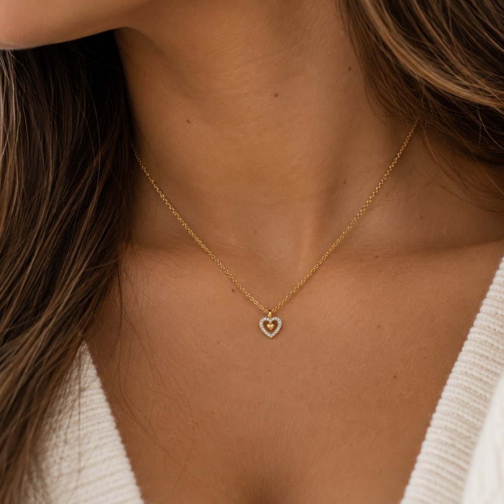 FIO EM PRATA 925% C/ ZIRCONIAS DOURADO - PURE LOVE