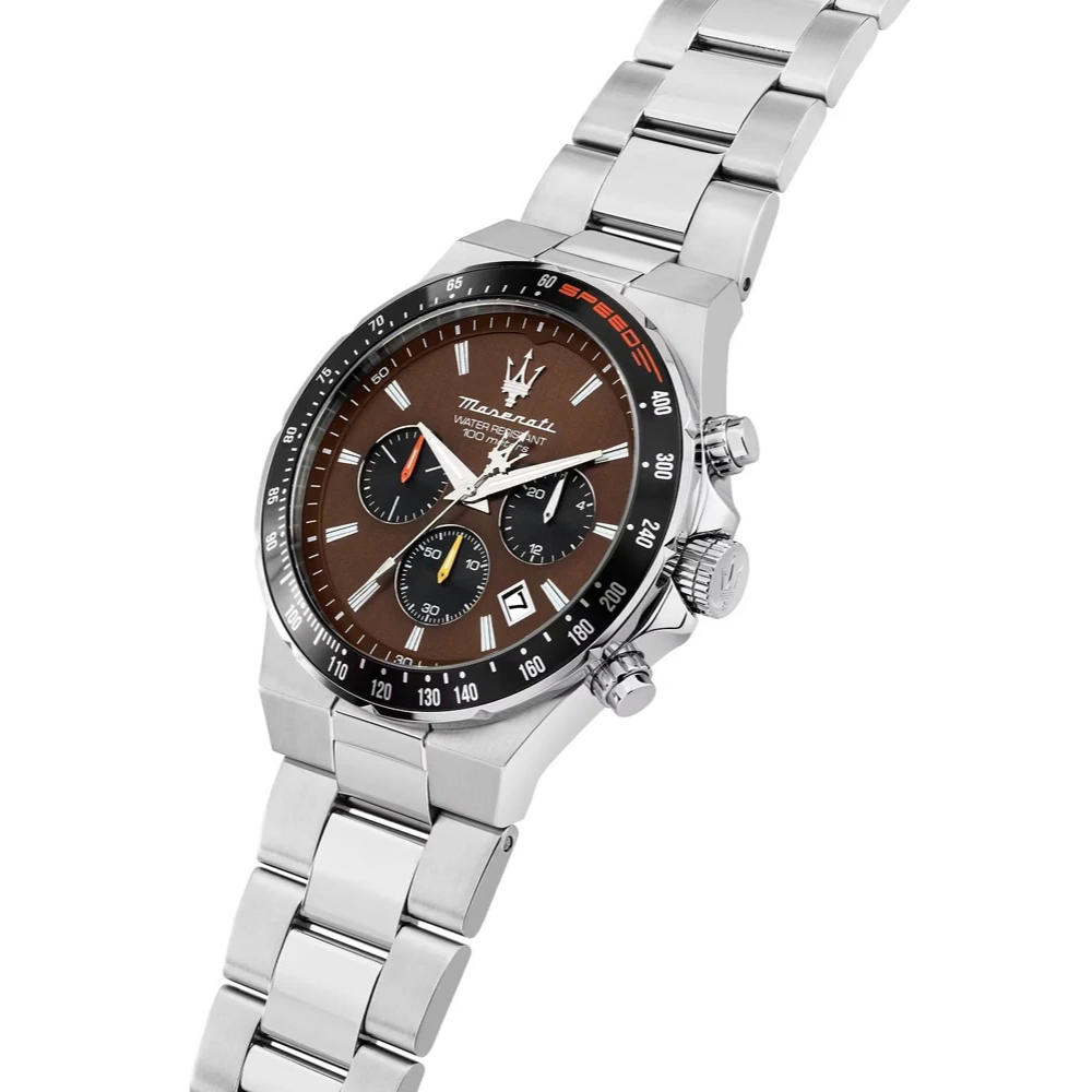 RELOGIO MASERATI HOMEM SFIDA 41MM CHR CHOCO DIA SS BR+BLK ST