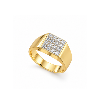 ANEL HOMEM EM OURO 19,2K COM 16 DIAMANTES 0,24CT