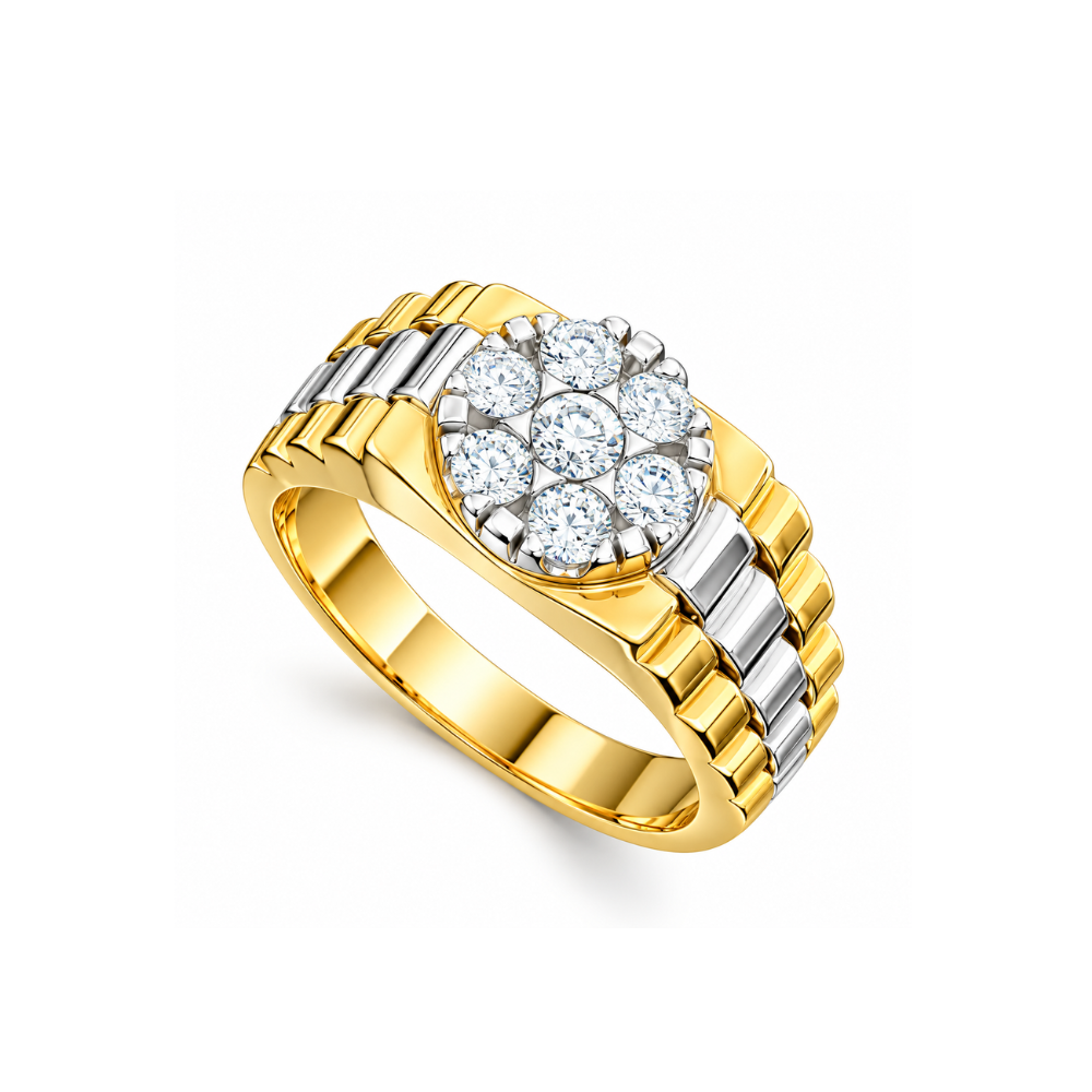 ANEL HOMEM EM OURO 19,2K COM 7 DIAMANTES 0,84ct