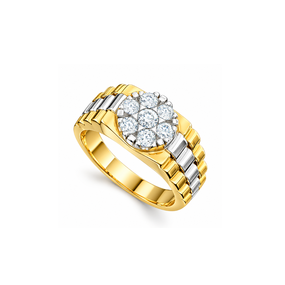 ANEL HOMEM EM OURO 19,2K COM 7 DIAMANTES 0,84ct