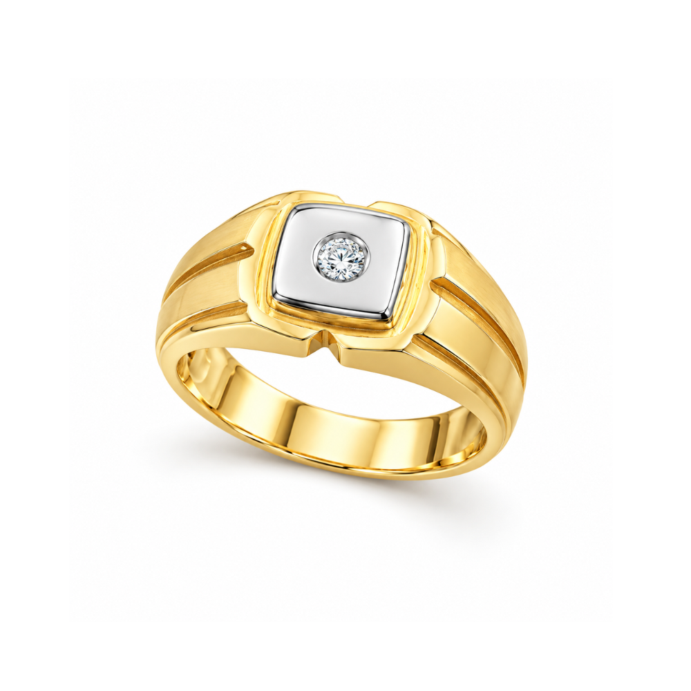 itle ANEL HOMEM EM OURO 19,2K COM 1 DIAMANTE 0,15ct