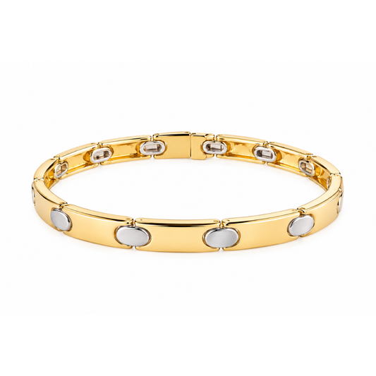 PULSEIRA HOMEM EM OURO 19,2K BICOLOR