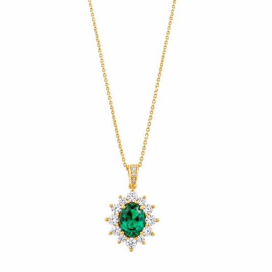 COLAR DE PRATA 925% PLAQUEADO A OURO C/ ZIRCONIAS ( VERDE )