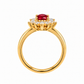 ANEL DE PRATA 925% PLAQUEADO A OURO C/ ZIRCONIAS  ( VERMELHO )