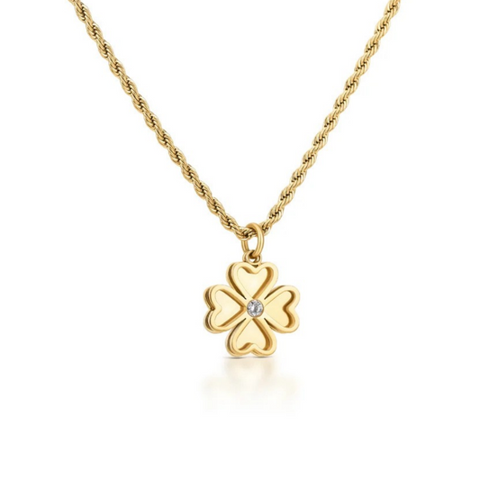 COLAR ONE SENHORA LUCKY FLOWER CRYSTAL GOLD