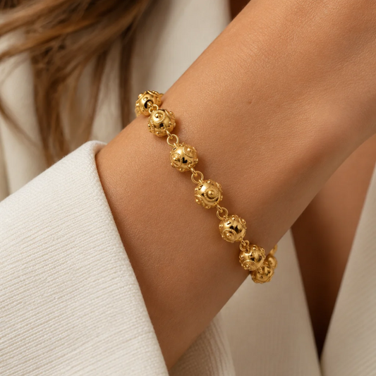 PULSEIRA EM PRATA 925% EM DOURADO COM CONTAS DE VIANA - INÊS BARBOSA