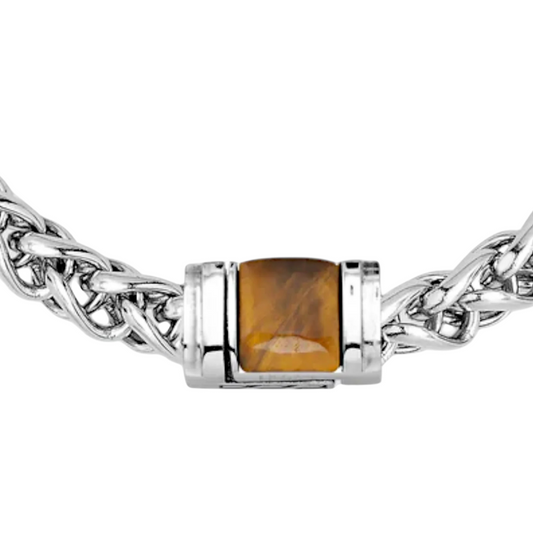 PULSEIRA LIU JO DE HOMEM EM AÇO E OLHO DE TIGRE