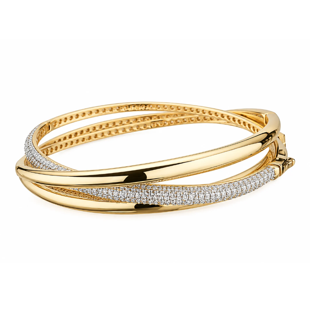 3 PULSEIRAS  SOVRANI EM BRONZE PLAQUEADO A OURO 18K  COM ZIRCONIAS