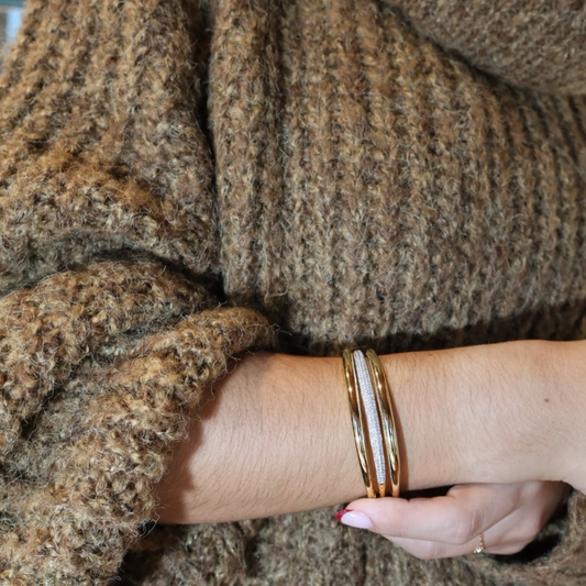 3 PULSEIRAS  SOVRANI EM BRONZE PLAQUEADO A OURO 18K  COM ZIRCONIAS
