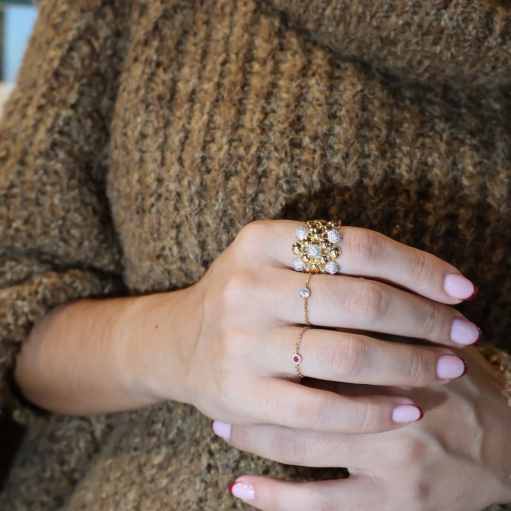 ANEL SOVRANI EM BRONZE PLAQUEADO A OURO 18K  COM ZIRCONIAS  AJUSTÁVEL
