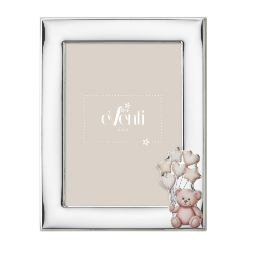PORTA FOTOS URSO CORAÇÃO BRANCO 13X18