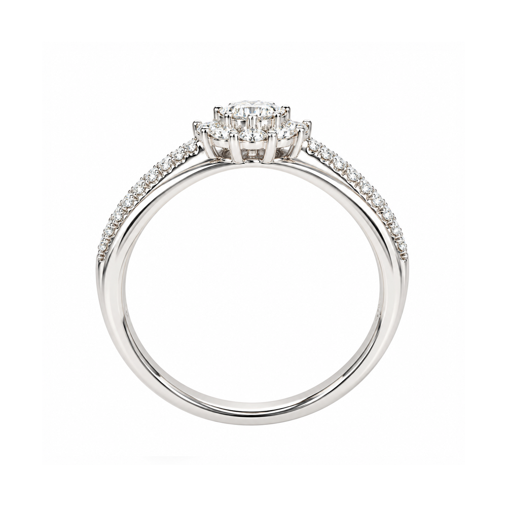 ANEL EM OURO 19,2K COM DIAMANTES 1 DIAM. CENTRAL 0,30CT VS/GH RESTANTES  30 DIAMANTES 0,27CT VS/GH