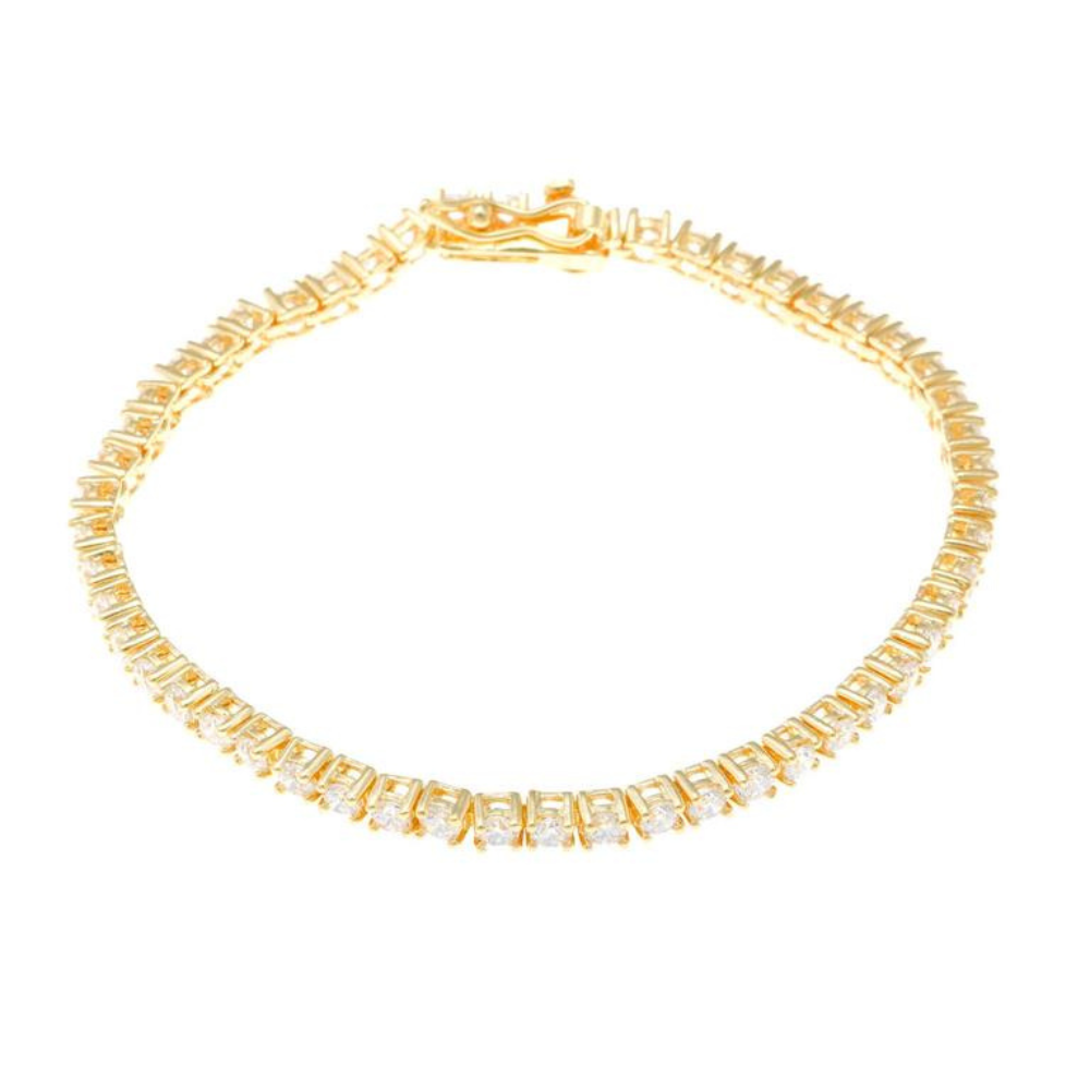 PULSEIRA SALVATORE PRATA DOURADA COM ZIRCÓNIAS