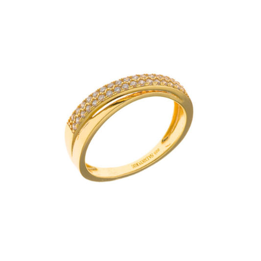 ANEL PRATA 925% BANHADA OURO COM ZIRCONIAS