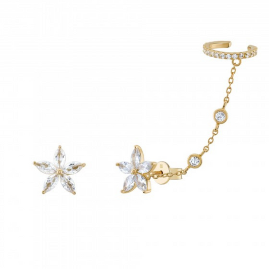 BRINCOS UNIKE MIX&MATCH NAVETE FLOWER EARCUFF EM PRATA925 UK.BR.1204.0198
