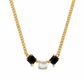 COLAR EM PRATA 925% DOURADA COM PEDRAS PRETAS