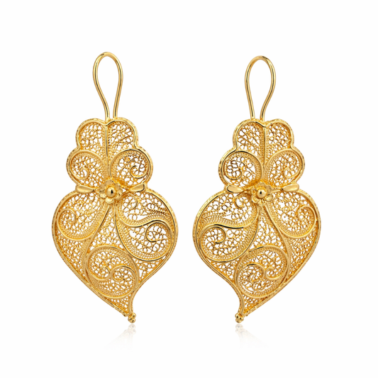 BRINCOS CORAÇÃO DE VIANA EM PRATA 925%