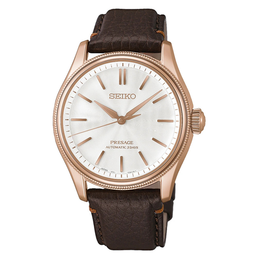SEIKO PRESAGE ROSE GOLD BRCT. PELE CASTANHA