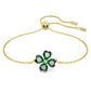 Pulseira Swarovski Idyllia bracelet, Mixed cuts, Clover, Green, Gold-tone plated