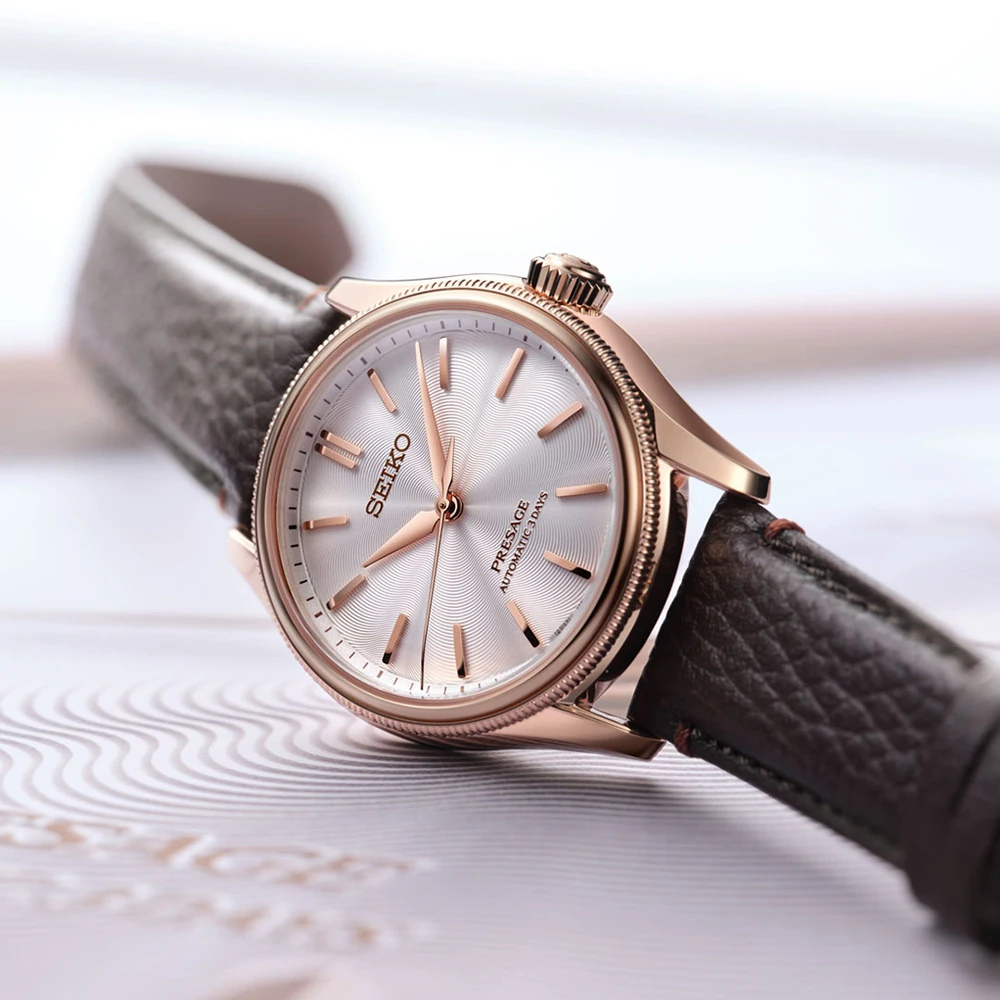 SEIKO PRESAGE ROSE GOLD BRCT. PELE CASTANHA