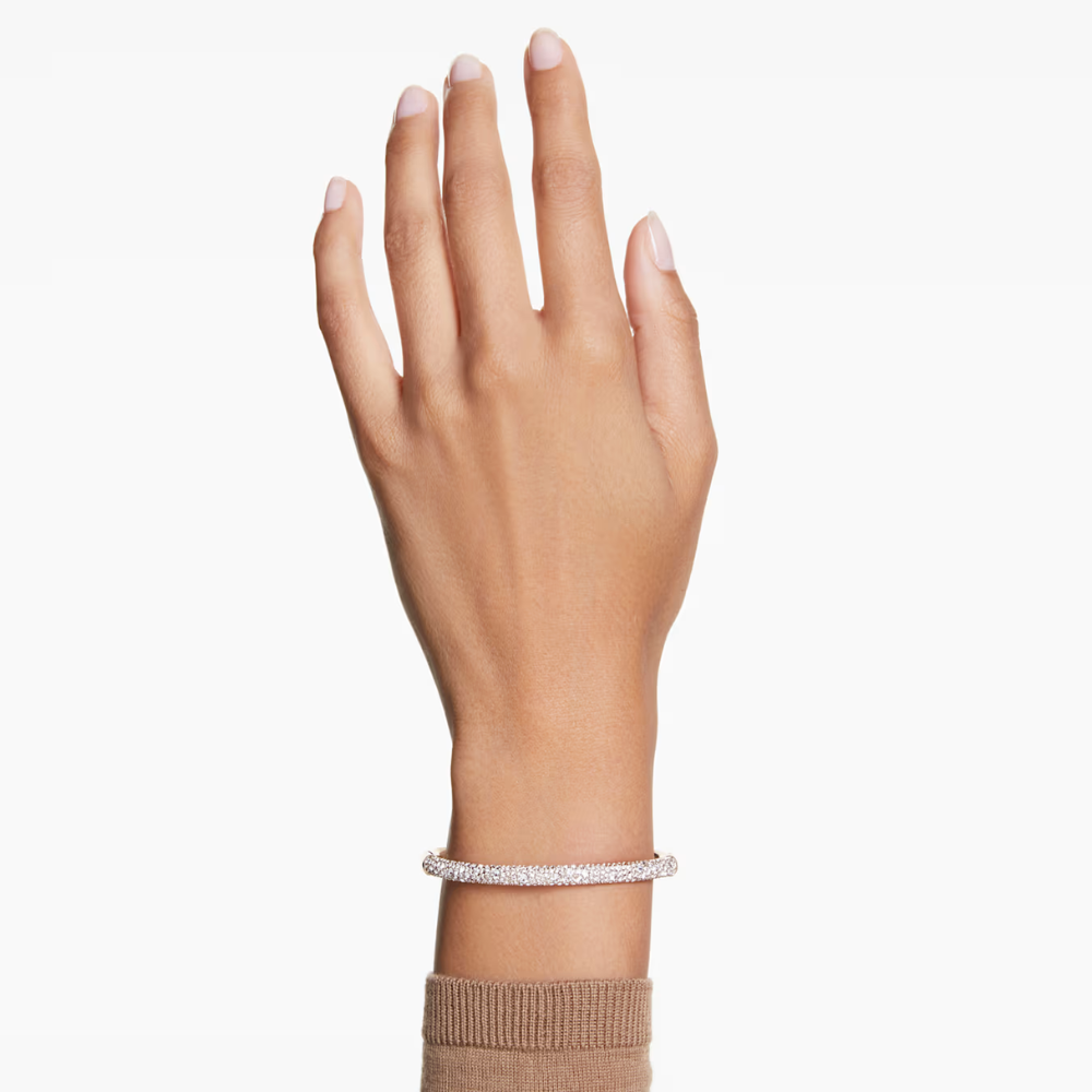 Pulseira Swarovski Meteora bangle, Snow pavé, White, Rose gold-tone plated