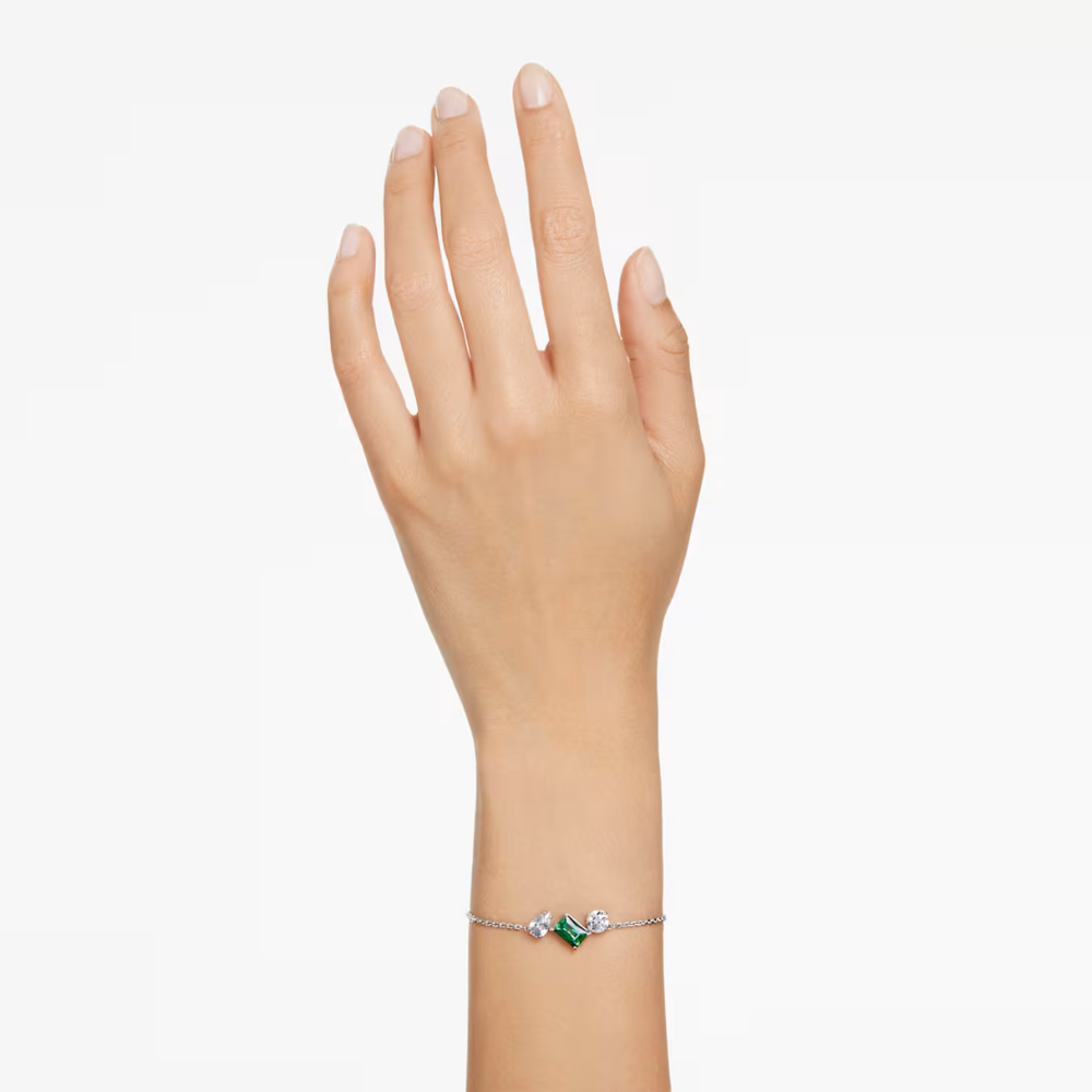 Pulseira Swarovski Mesmera bracelet, Mixed cuts, Green, Rhodium plated