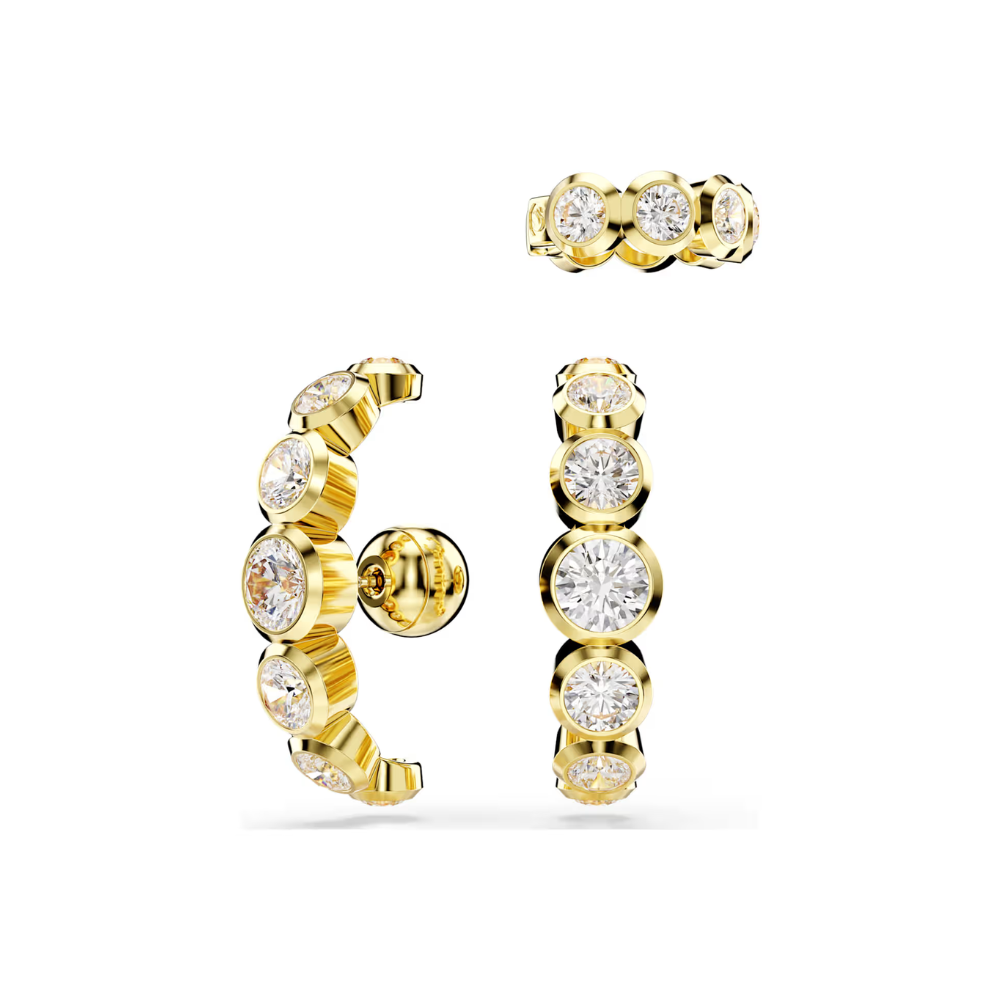 Brincos Swarovski cuff Imber Conjunto (3), Lapidação redonda, Branca, Lacado a dourado