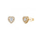 BRINCOS UNIKE SOLITAIRE HEART PRATA DOURADA 925% C/ ZIRCONIAS