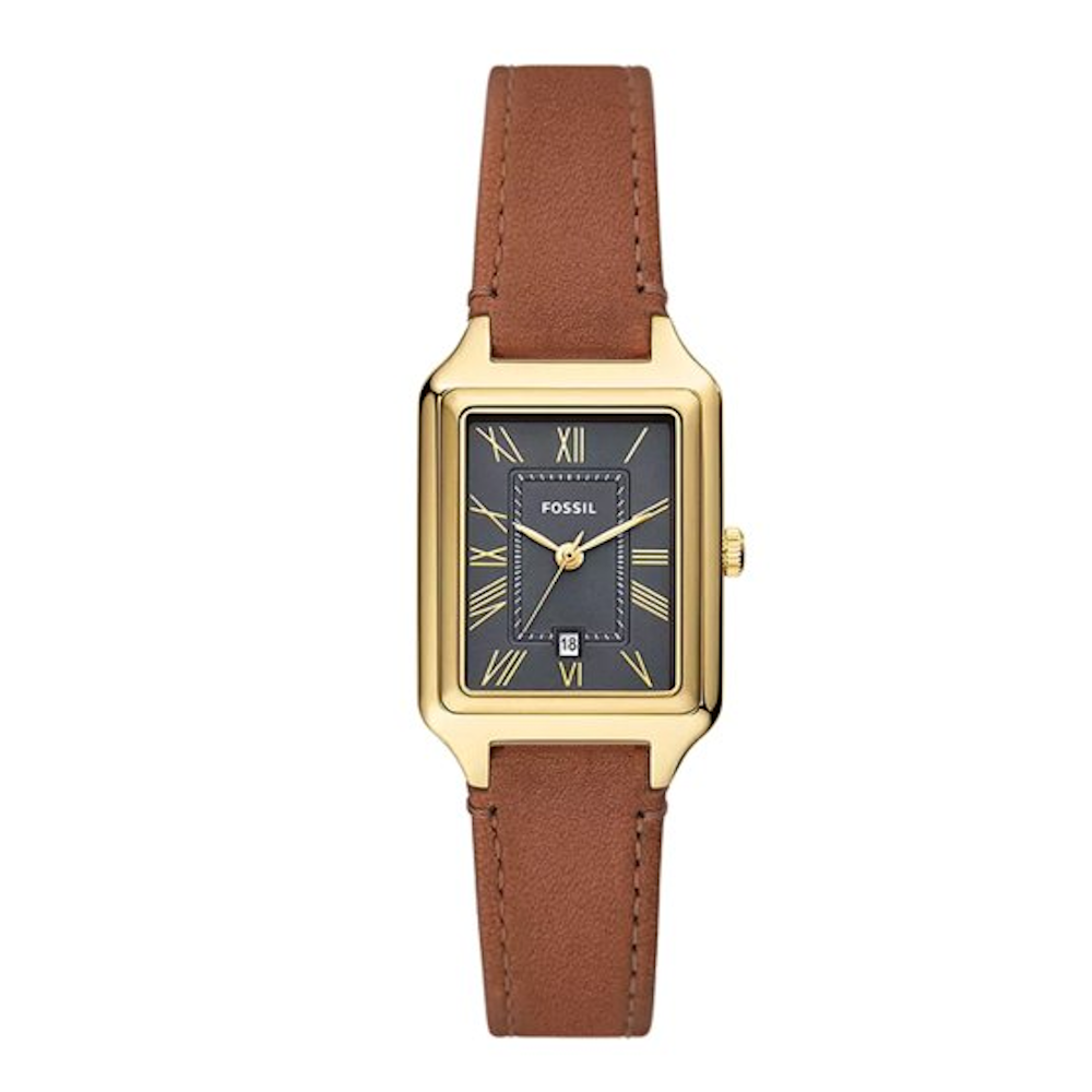 RELOGIO FOSSIL CAIXA DOURADA C/ BRACELETE CASTANHA MOST. PRETO