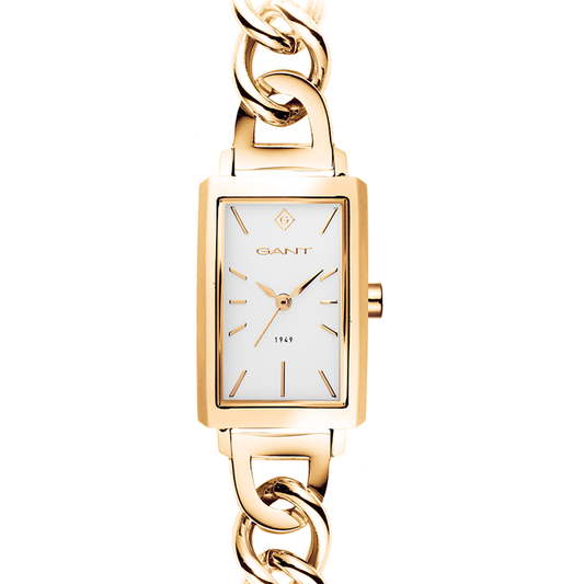 RELOGIO GANT UTICA,20, MUST. BRANCO,AÇO DOURADO G179003