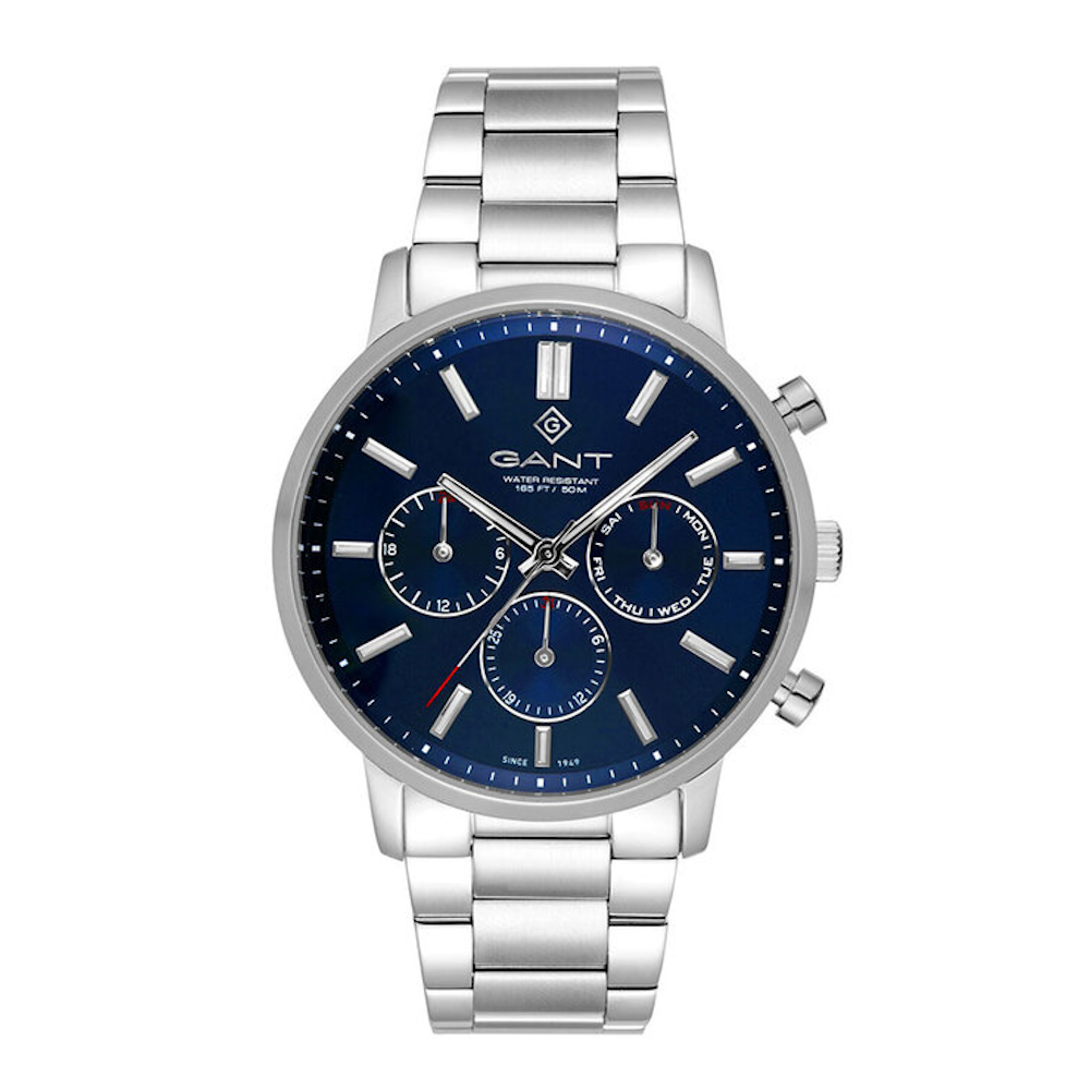 RELÓGIO GANT  EASTHILL DAY-DATE AZUL EM AÇO PRATEADO