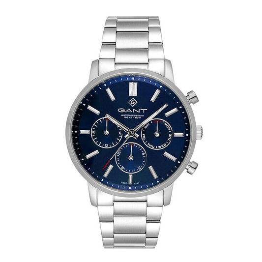 RELÓGIO GANT  EASTHILL DAY-DATE AZUL EM AÇO PRATEADO