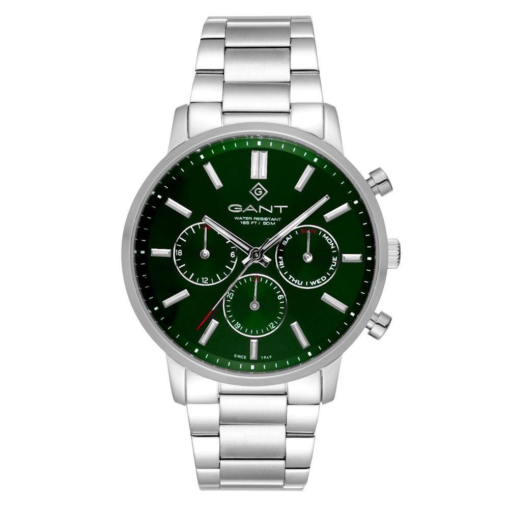 RELÓGIO GANT EASTHILL DAY-DATE VERDE EM AÇO PRATEADO