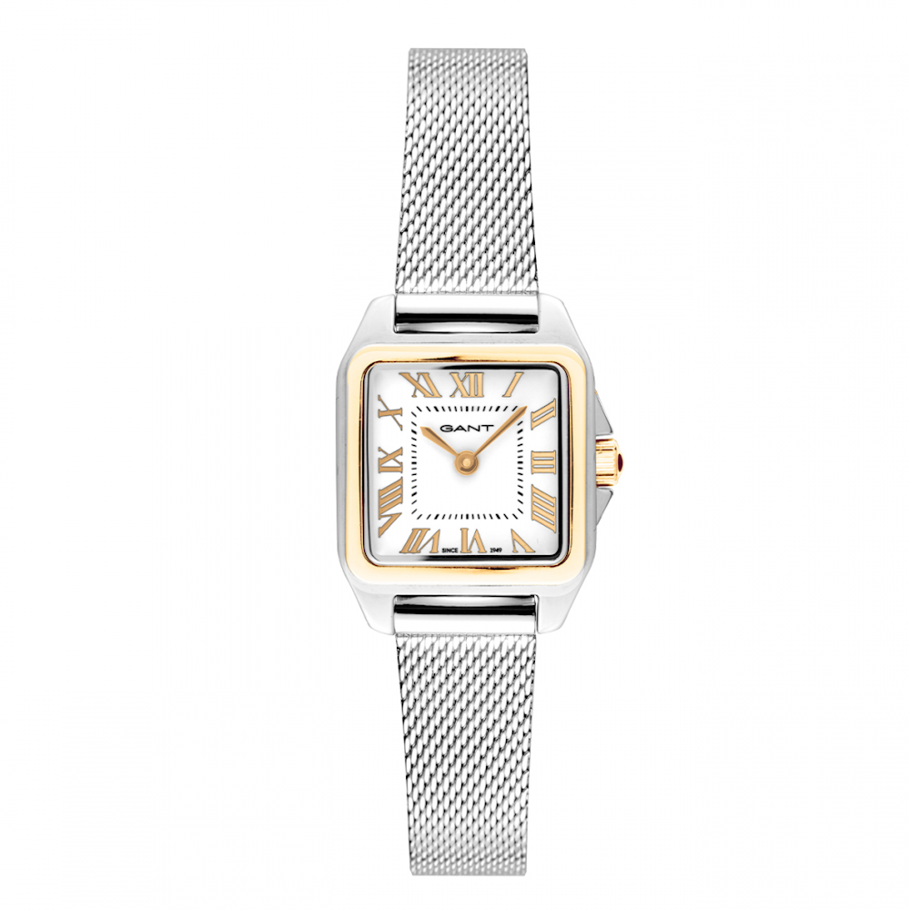 RELOGIO GANT SENECA 22 BRANCO BICOLOR MILANESA