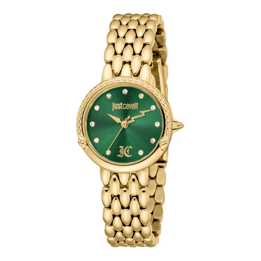 Relógio Just Cavalli Rosa Snake Yellow Gold Green