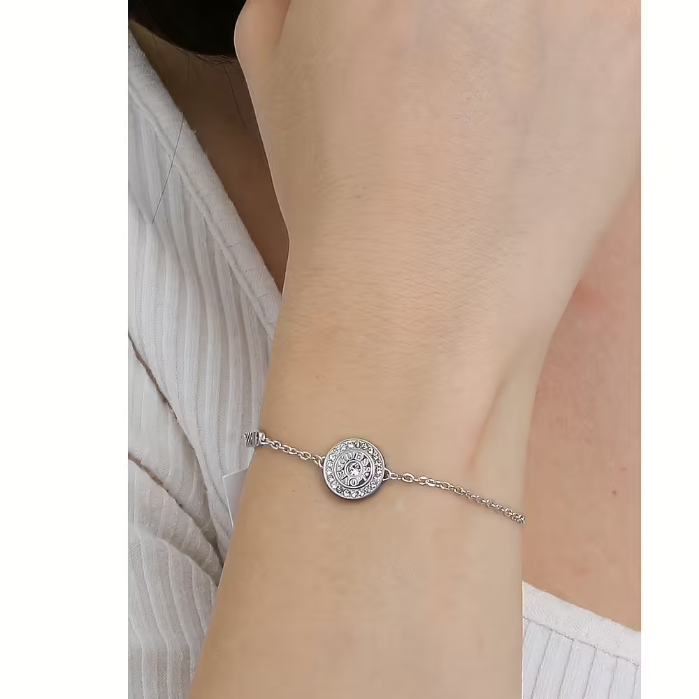 PULSEIRA GUESS EM AÇO PRATEADO COM ZIRCÓNIAS