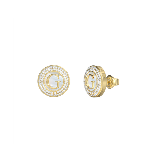 BRINCOS GUESS EM AÇO DOURADO COM CRISTAIS