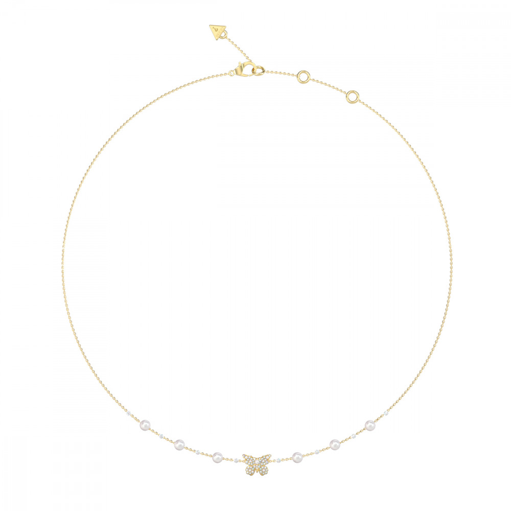 COLAR GUESS EM AÇO DOURADO COM CRISTAIS E PEROLAS