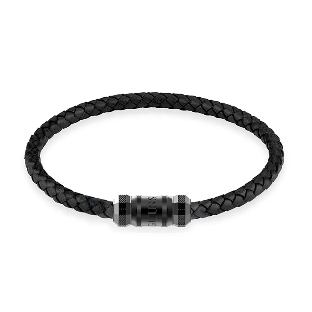 PULSEIRA GUESS HOMEM PELE PRETA FECHO AÇO