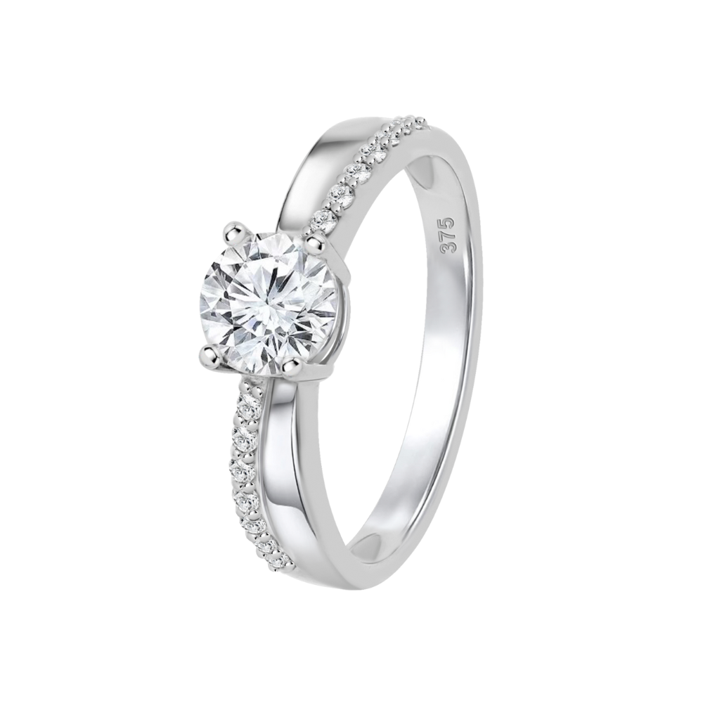 ANEL EM OURO 9K 375% C/ ZIRCONIAS