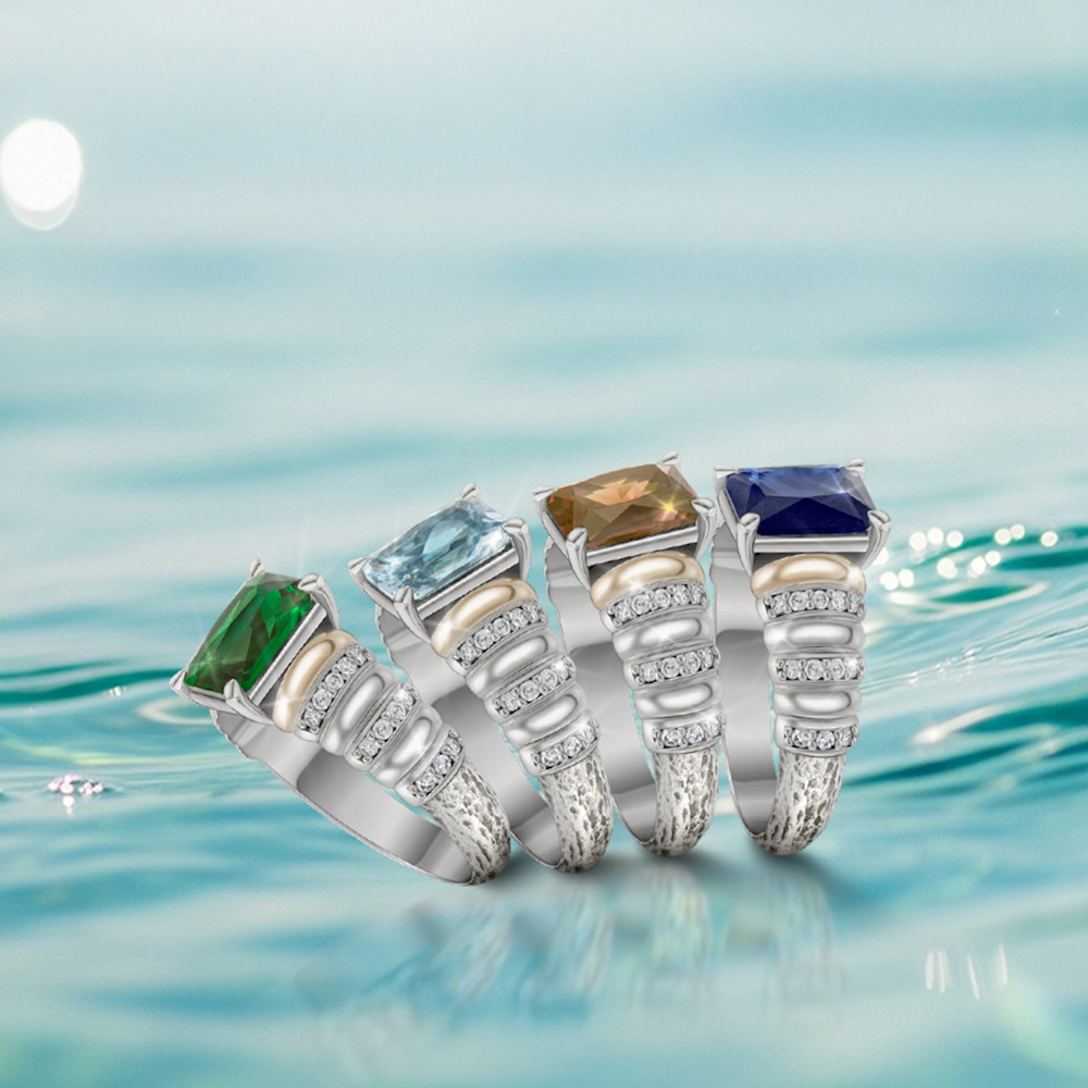 ANEL TASHI COTE D'AZUR VERDE ESMERALDA EM PRATA 925 E OURO 375 T16