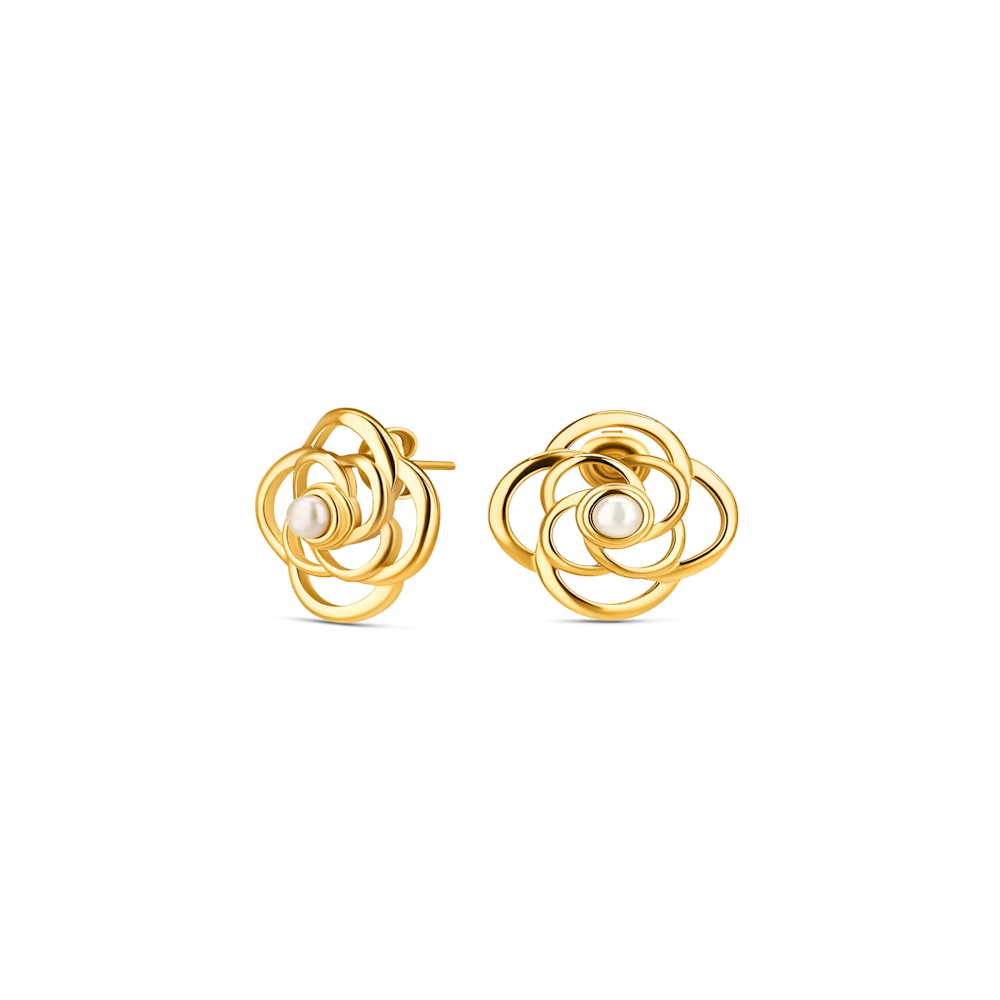 BRINCOS ONE SENHORA ROSE BLOSSOM PEARL GOLD