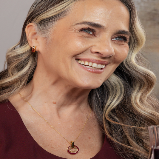 SET COLAR E BRINCOS ONE SENHORA MOOD ROUGE GOLD