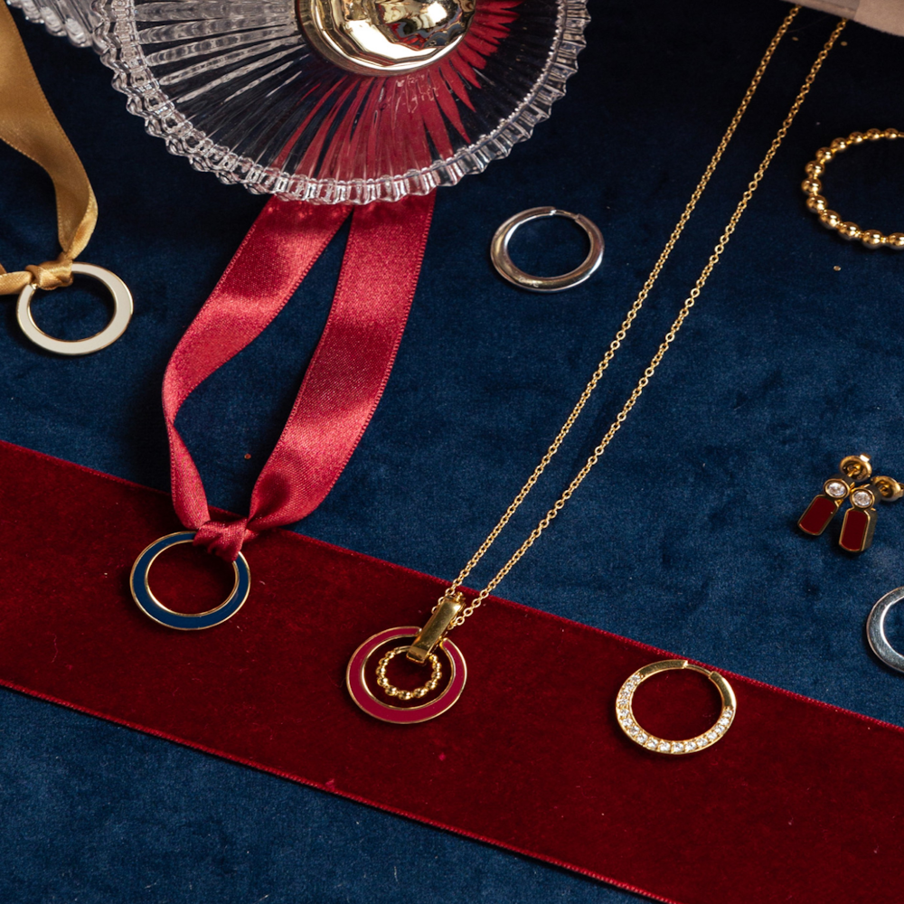 SET COLAR E BRINCOS ONE SENHORA MOOD ROUGE GOLD