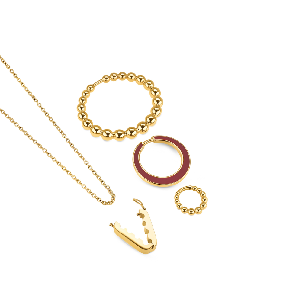 SET COLAR E BRINCOS ONE SENHORA MOOD ROUGE GOLD