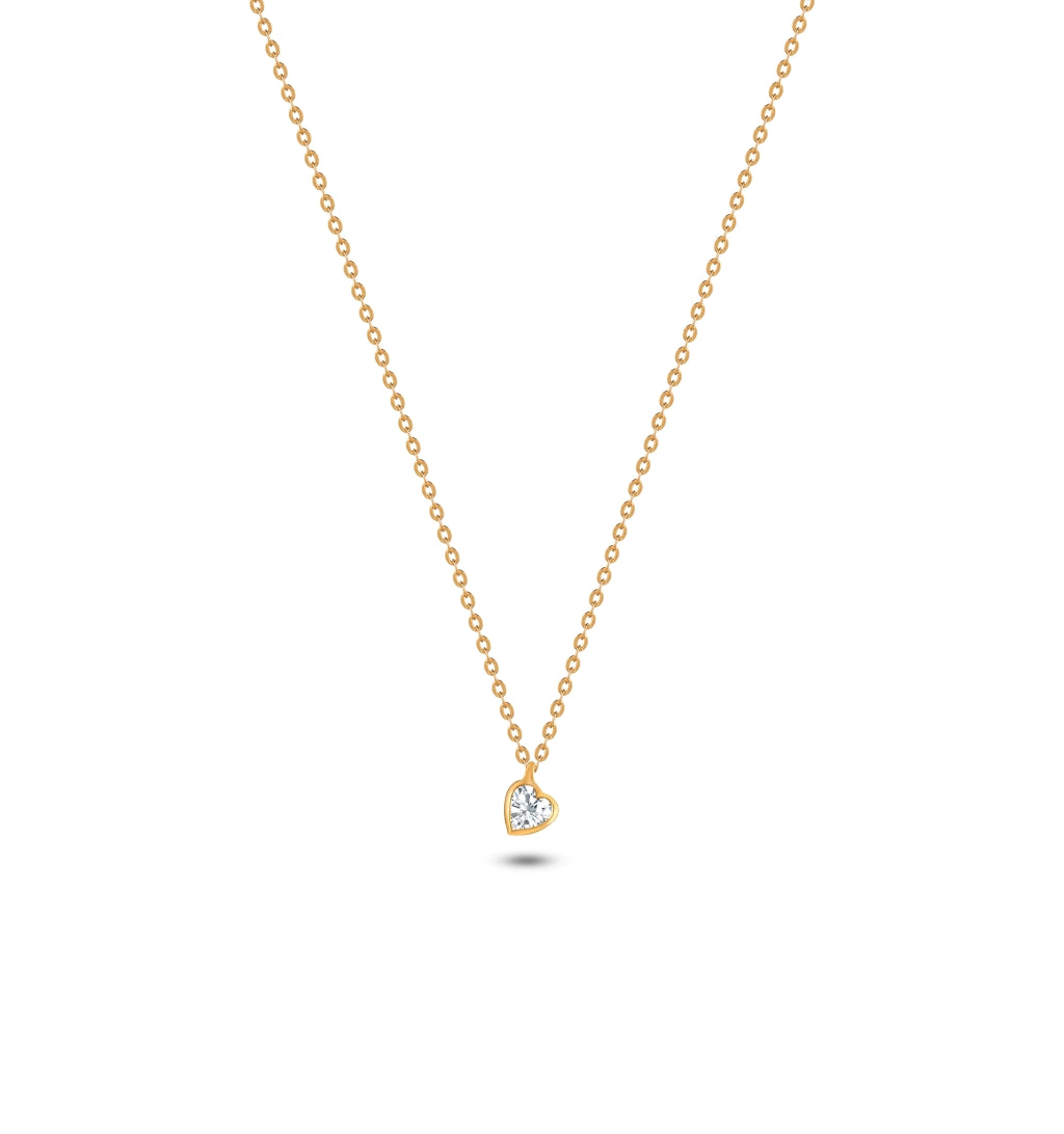 COLAR EM OURO COM ZIRCONIA ( CORAÇÃO )