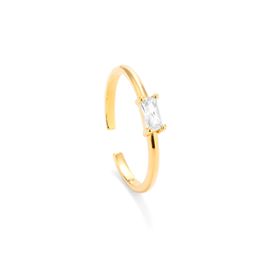 ANEL RADIANT EM PRATA 925% DOURADA COM ZIRCÓNIA "RY000063"