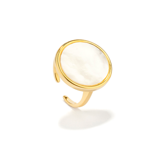 ANEL RADIANT EM PRATA 925% DOURADA E MADREPÉROLA "RY000180"